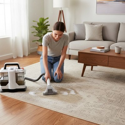Tapis propre et éclatant grùce au nettoyeur puissant anti-taches