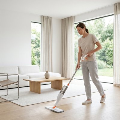 Balai serpillère 2-en-1 microfibre et spray