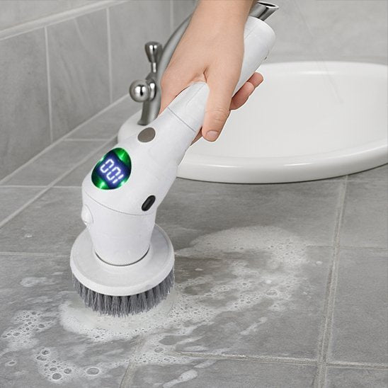Brosse rotative nettoyage pour carrelage et joints de salle de bain