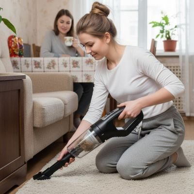 Mini aspirateur UltraClean en cours d'utilisation