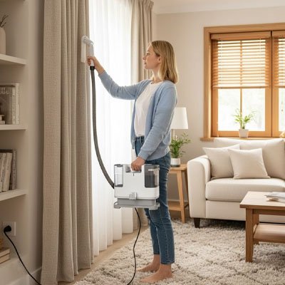 Réservoir transparent nettoyeur tapis séparation eau propre et eau sale