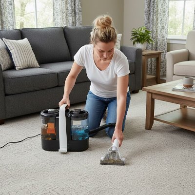 Nettoyeur tapis puissant anti-taches à réservoirs séparés