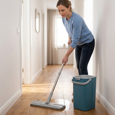 Seau et serpillère manche télescopique ergonomique