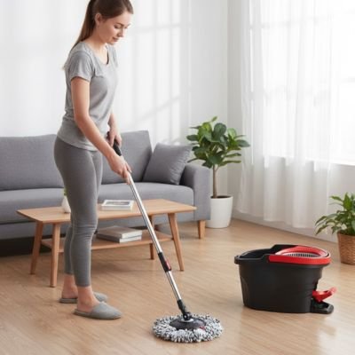 Seau et serpillère essorage automatique vue complète