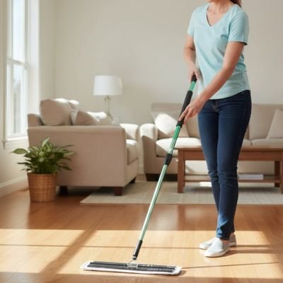 Serpillères microfibres ultra-absorbantes sur sol carrelé 
