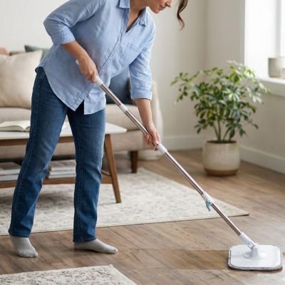 Manche télescopique ergonomique serpillère sans seau